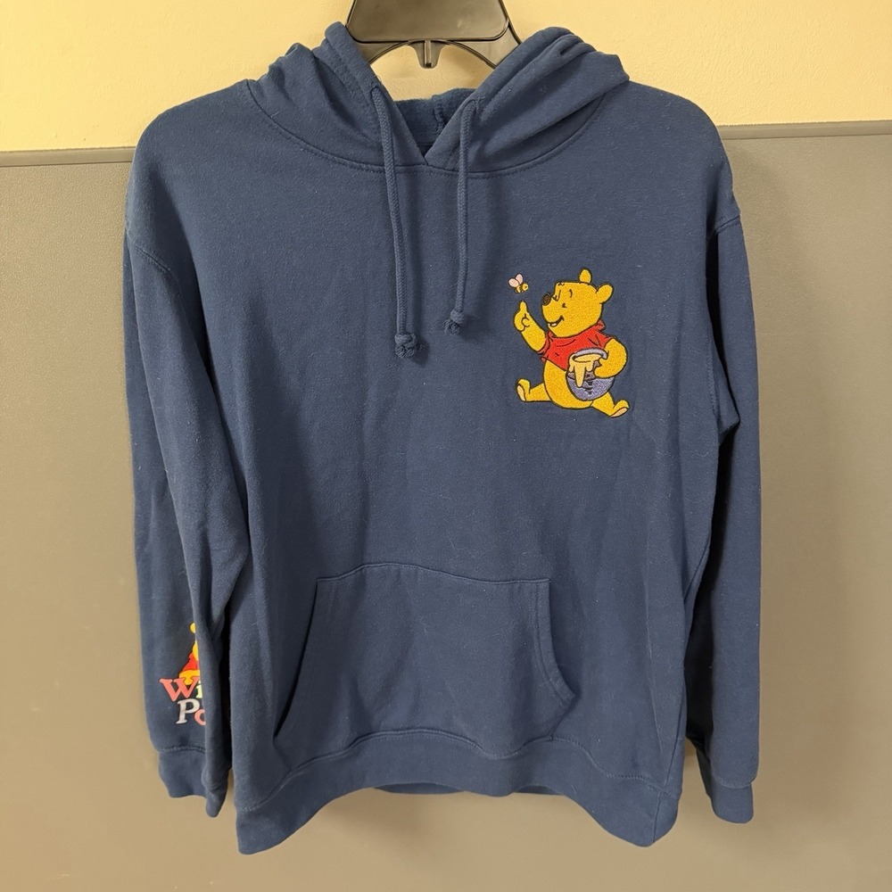 Disney L 12-14 Navy Sweatshirt Embroidered Winnie The Pooh "Stay‎ Sweet" Hoodie